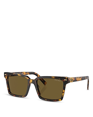 Shop Miu Miu Rectangular Sunglasses, 55mm In Brown/brown Solid