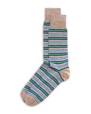 Shop The Men's Store At Bloomingdale's Bloom Striped Crew Socks - 100% Exclusive In Taupe