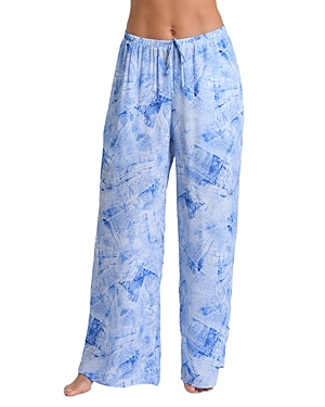 Shop L Agence L'agence Geraldine Denim Swim Cover-up Pants In Blue