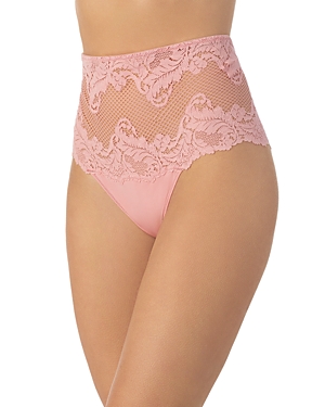 Shop Le Mystere Lace Allure High Waist Thong In Rosebud