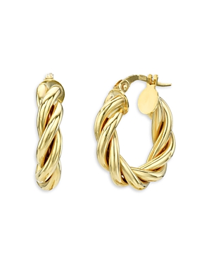 14K Yellow Gold Twist Small Hoop Earrings