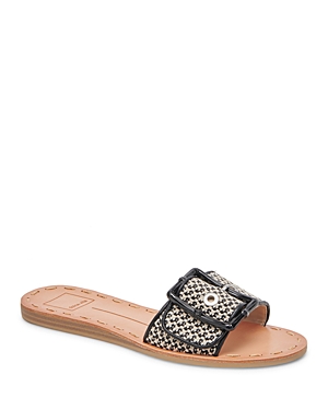 Dolce Vita Dasa Slide Sandal In Black/natural Raffia