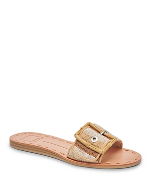 Shop Dolce Vita Women's Dasa Slip On Buckled Slide Sandals In Tan Multi