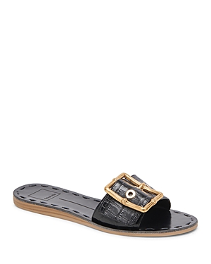Shop Dolce Vita Women's Dasa Slip On Buckled Slide Sandals In Noir Croco