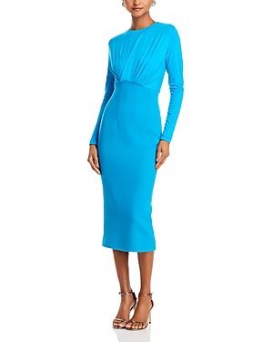 Shop Sergio Hudson Mixed Media Cocktail Dress In Turquoise