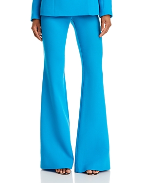 Shop Sergio Hudson Wool Flare Leg Pants In Turquoise