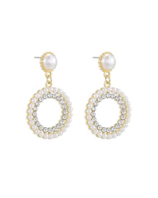 Mother May Crystal & Imitation Pearl Drop Earrings