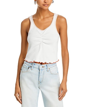 Shop Re/done Sporty Contrast Tank Top In White Persimmon