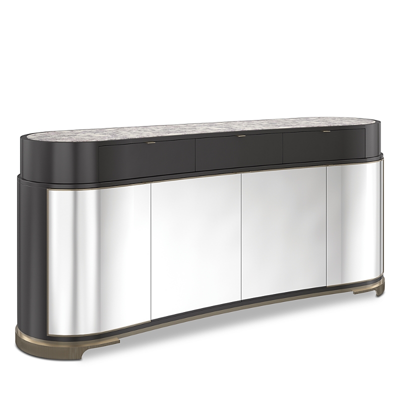 Caracole Glace Console In Black/silver