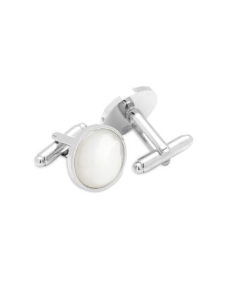 Silver-Tone Mother-of-Pearl Stud & Cufflink Set