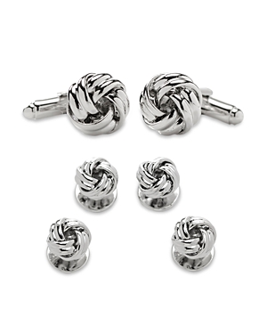 Shop Cufflinks, Inc Silver-tone Knotted Stud & Cufflink Set