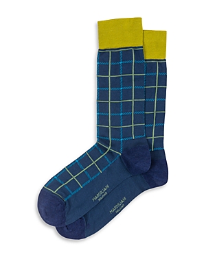 Shop Marcoliani Spring Tartan Socks In Dark Blue Denim