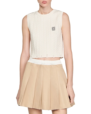 Shop Sandro Salome Pleated Skirt In Beige