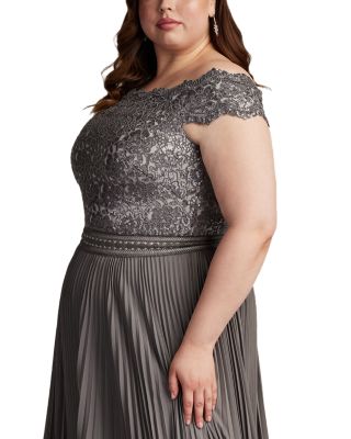 Tadashi Shoji Plus Bode Sequin Embroidered Lace and Tulle