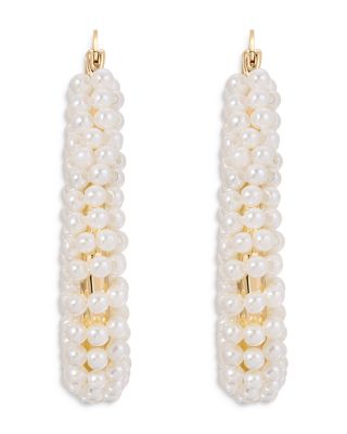 Imitation Pearl Wrapped Hoop Earrings