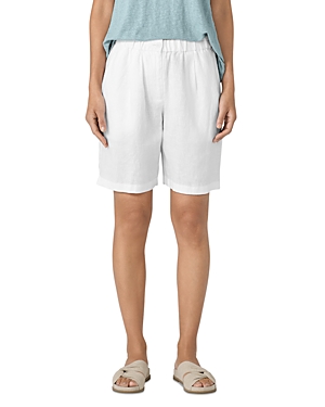 Shop Eileen Fisher Easy Fit Linen Shorts In White