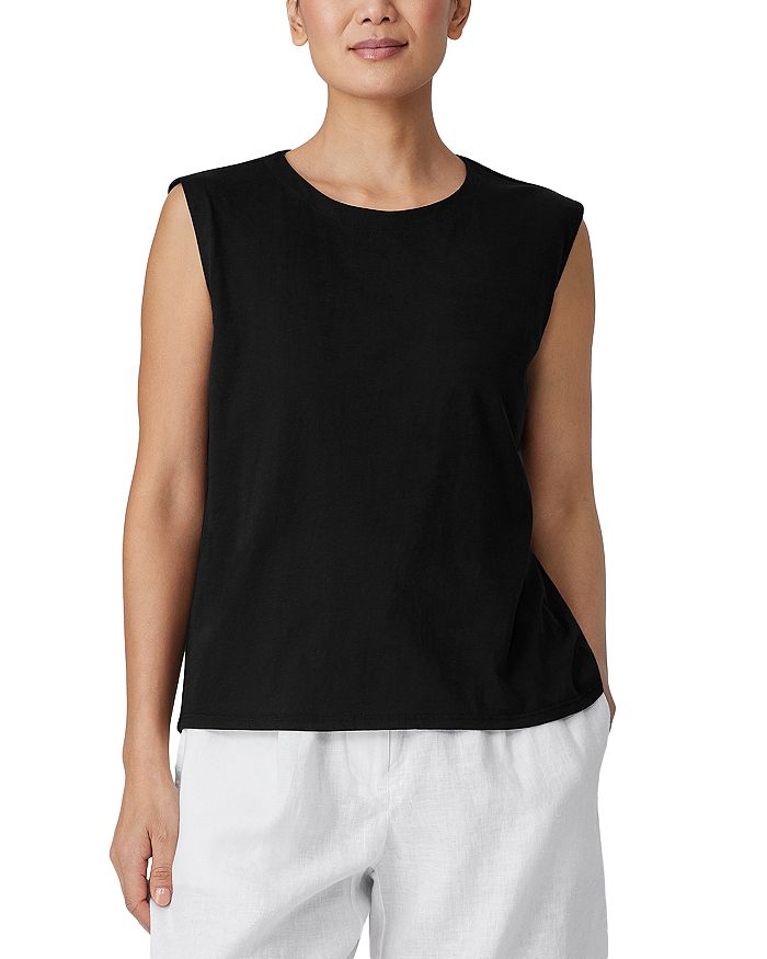 EILEEN FISHER Womens Beige Sleeveless Scoop Neck Top main image 1
