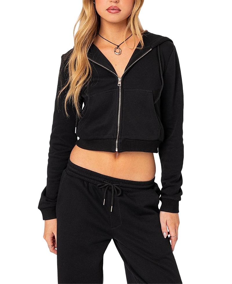 Shop Edikted Annalise Zip Up Hoodie In Black