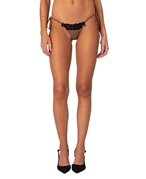 Shop Edikted Cassey Lacey String Bikini Bottom In Brown