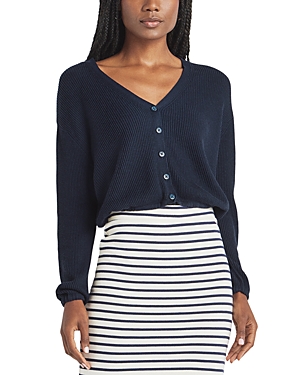 Splendid Bri Rib-knit Drop-shoulder Cardigan In Navy