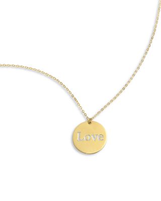 Moon & Meadow - 14K Yellow Gold Love Cutout Disc Pendant Necklace, 18"