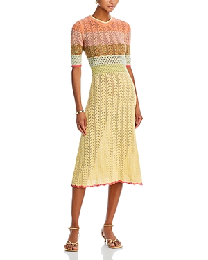 Shop Vanessa Bruno Coronille Knit Midi Dress In Multicolor
