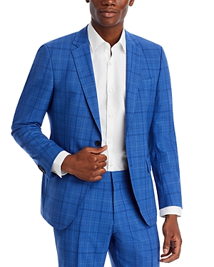 Hugo Boss Plaid Slim Fit Suit In Medium Blue