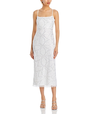 Shop Likely Leala Sequined Midi Dress In White