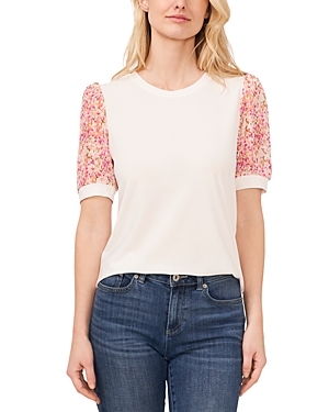 Shop Cece Contrast Sleeve Top In New Ivory