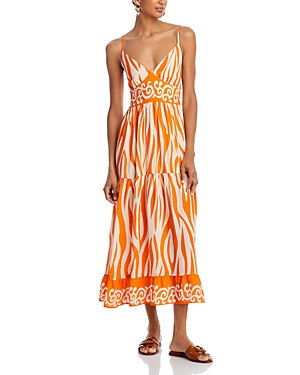 Aqua Abstract Print Maxi Dress - 100% Exclusive In Orange