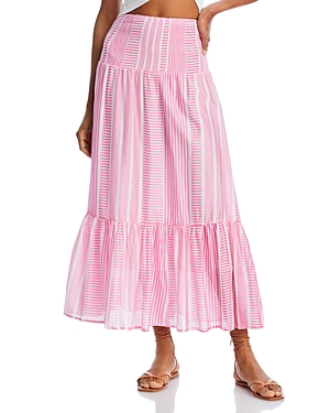 Shop Aqua Striped Midi Skirt - 100% Exclusive In Pink