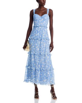 AQUA - Bustier Ruffled Maxi Dress - Exclusive