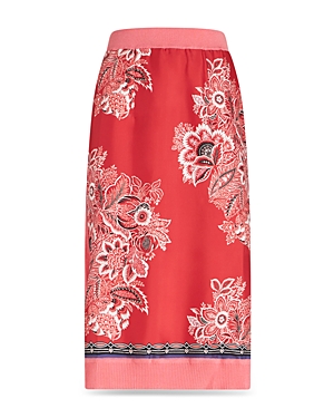 Shop Etro Floral Pull On Skirt In Print On Red