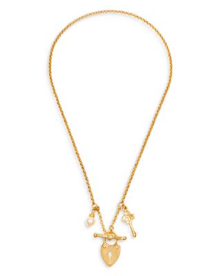 Ben Amun - Lock & Key 14K Yellow Gold Plate Charm Necklace, 17.5"
