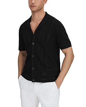 Shop Reiss Heartwood Embroidered Shirt In Black