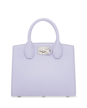 Shop Ferragamo Studio Box Mini Bag In New Lavender/silver