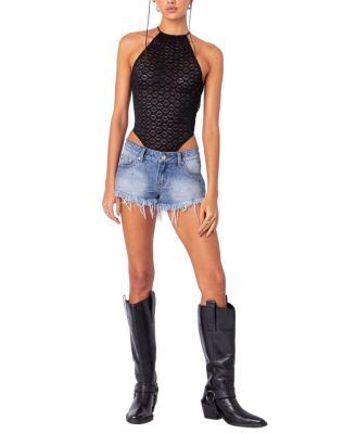 Sheer Lace Open Back Bodysuit