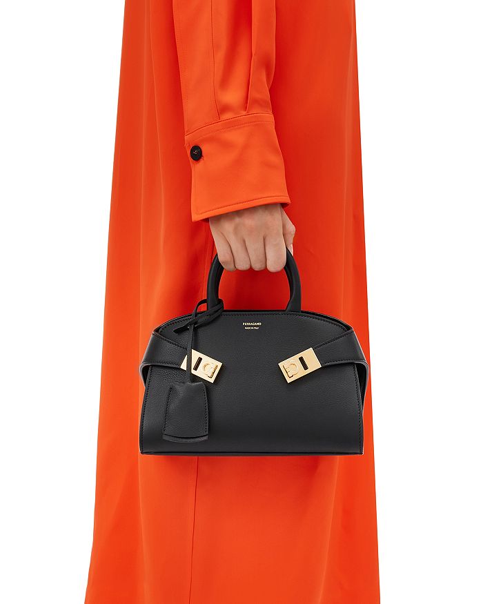 Shop Ferragamo Hug Soft Mini Leather Crossbody In Nero