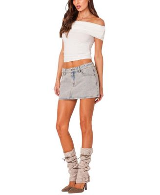 Vintage Like Washed Denim Mini Skirt