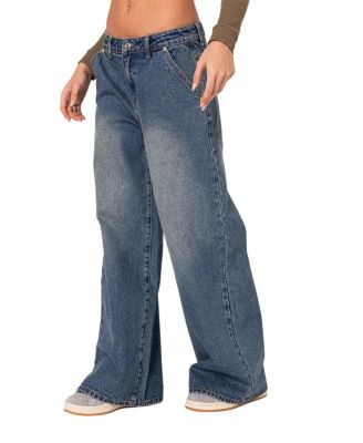 Edikted Super Baggy Wide Leg Jeans in Blue | Bloomingdale's