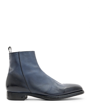 Shop John Varvatos Regent Leather Boots In Blue Stone