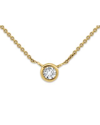 AQUA - Cubic Zirconia Solitaire Pendant Necklace, 16"-18" - Exclusive