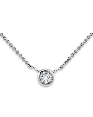 Aqua Cubic Zirconia Solitaire Pendant Necklace, 16-18 - Exclusive