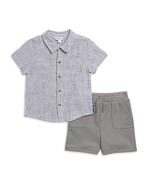Shop Splendid Boys' Toes In The Sand Button Front Shirt & Shorts Set - Little Kid, Big Kid In Railroad Stripe