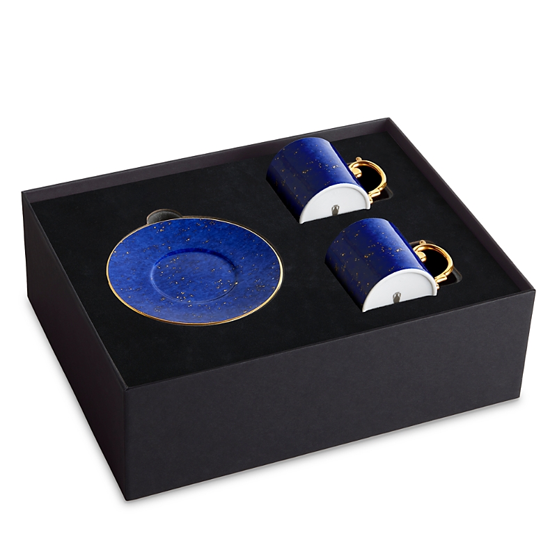 L'objet Lapis 3-piece Espresso Cup & Saucer Set In Lapis