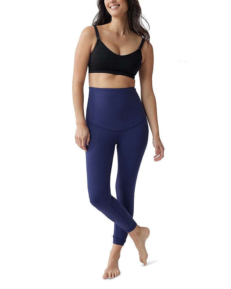 Ingrid & Isabel Ribbed Active Maternity Leggings In Black/ Navy