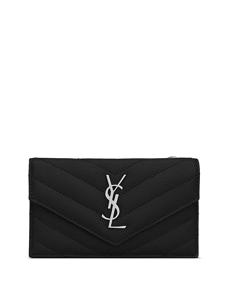 Saint Laurent Cassandre Fragments Flap Card Case in Lambskin · OS