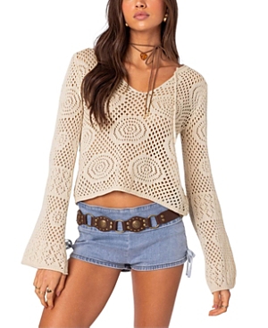 Shop Edikted Kinley Crochet Top In Beige