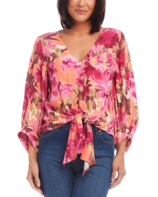 Karen Kane Blouson Sleeve Tie Front Top