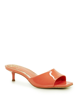 Shop Vince Camuto Women's Falza Slip On Kitten Heel Sandals In Orange
